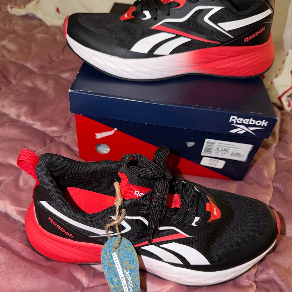 Reebok Kids Black and Red Athletic Sneakers